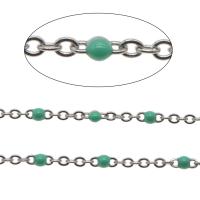 Edelstahl Kette, Emaille, keine, 2.5*2*2mm,2.5*2*0.5mm, 100m/Menge, verkauft von Menge