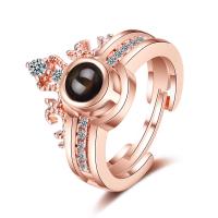 Messing Miniatur-Projektion Finger-Ring, Ringform, plattiert, einstellbar & Micro pave Zirkonia & für Frau, keine, 14mm, Größe:5.5, verkauft von PC