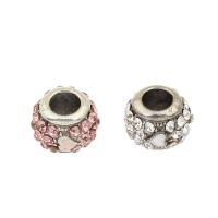 Enamel Zinc Alloy European Beads, antique silver color plated, with rhinestone Approx 4.5mm 