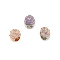 Enamel Zinc Alloy European Beads, Cake, plated, with rhinestone & large hole Approx 5.2mm 