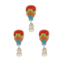 Émail Zinc Alloy European Beads, alliage de zinc, Ballon chaud, Placage de couleur argentée, émail, multicolore Environ 4.6mm Vendu par sac