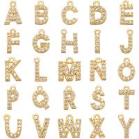 Pendentifs de Lettre laiton , Lettre d’alphabet, Placage de couleur d'or, DIY & styles différents pour le choix & pavé de micro zircon, protéger l'environnement, sans nickel, plomb et cadmium Vendu par PC