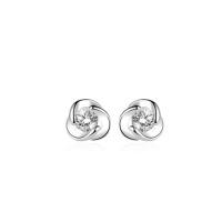 Cupronickel Stud Earring, silver color plated, for woman & with rhinestone, 7.56*7.38mm 