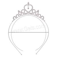 Banda del Pelo, aleación de zinc, Corona, chapado en color de plata, Joyería & para mujer & con diamantes de imitación, 130mm, 5PCs/Bolsa, Vendido por Bolsa