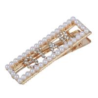 Clips de pico, aleación de zinc, con Perlas plásticas, chapado en color dorado, diferentes estilos para la opción & para mujer & con diamantes de imitación, 60*18mm, 10PCs/Bolsa, Vendido por Bolsa