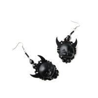 Boucle d'oreille en alliage de zinc en plastique perle, avec Plastique ABS perle, Placage, Bijoux d'Halloween & pour femme, noir, 110*105*13mm, Vendu par paire