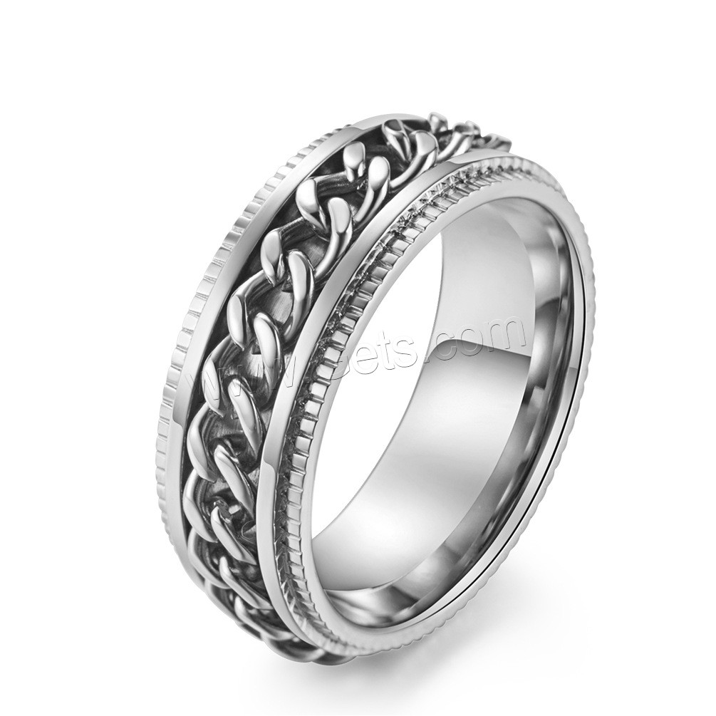 Titanium Steel Finger Ring, plated, rotatable & Unisex & different size for choice, more colors for choice, 8mm, Sold By PC