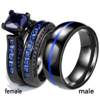 Zinklegierung Fingerring , metallschwarz plattiert, unisex & verschiedene Größen vorhanden & verschiedene Stile für Wahl & Micro pave Zirkonia, blau, verkauft von PC