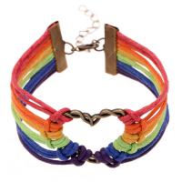 Moda pulseras de la aleación de Zinc, con Cuerda de nylon encerado, con 5cm extender cadena, chapado en color bronce antiguo, unisexo, multicolor, longitud:aproximado 7.5 Inch, Vendido por Sarta