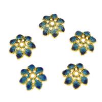 Zinc Alloy Bead Caps, Flower, gold color plated, enamel Approx 2mm 