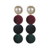 Boucle d'oreille en alliage de zinc en plastique perle, avec Plastique ABS perle & tissu, Placage de couleur d'or, Style coréen & pour femme, plus de couleurs à choisir Vendu par paire