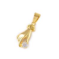 Cubic Zirconia Brass Pendants, Hand, gold color plated, DIY & with cubic zirconia 