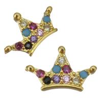 Composants de bijoux en laiton, couronne, Placage de couleur d'or, pavé de micro zircon Vendu par PC