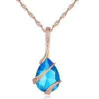 Collier en laiton cubique Zircon Micro Pave, avec Topaze, avec 50mm chaînes de rallonge, Placage, pavé de micro zircon & pour femme, plus de couleurs à choisir, 35*15mm pouce, Vendu par brin