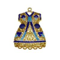 Enamel Brass Pendants, Garment, gold color plated, hollow Approx 2.5mm 