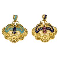 Enamel Brass Pendants, gold color plated, hollow Approx 