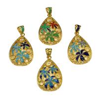 Enamel Brass Pendants, gold color plated, hollow Approx 