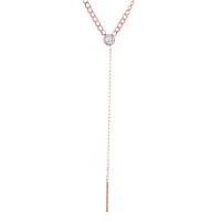 Collier en acier inoxydable Pull, avec 60mm chaînes de rallonge, Placage, pavé de micro zircon & pour femme, plus de couleurs à choisir, 30mmuff0c11mmuff0c162mm Environ 24 pouce, Vendu par brin