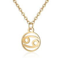 Stainless Steel Jewelry Necklace, polished, cross chain & Zodiac symbols jewelry & for woman, golden Approx 8.27 Inch 