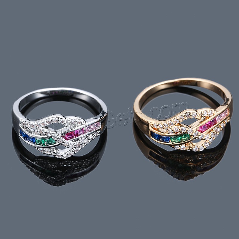 Befestigter Zirkonia Messingring Fingerring, Messing, plattiert, verschiedene Größen vorhanden & Micro pave Zirkonia & für Frau, keine, verkauft von PC