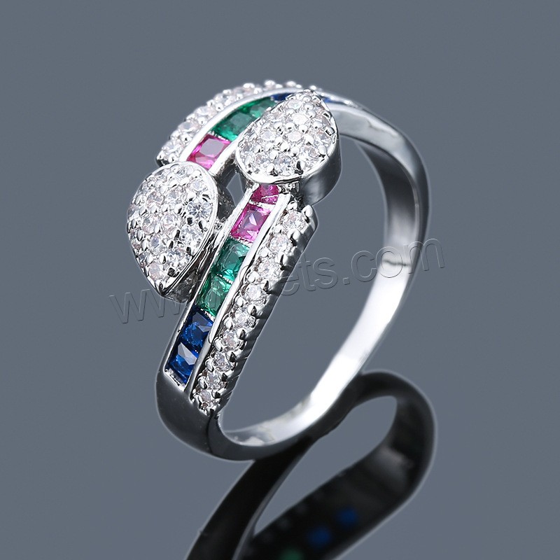 Befestigter Zirkonia Messingring Fingerring, Messing, plattiert, verschiedene Größen vorhanden & Micro pave Zirkonia & für Frau, keine, verkauft von PC