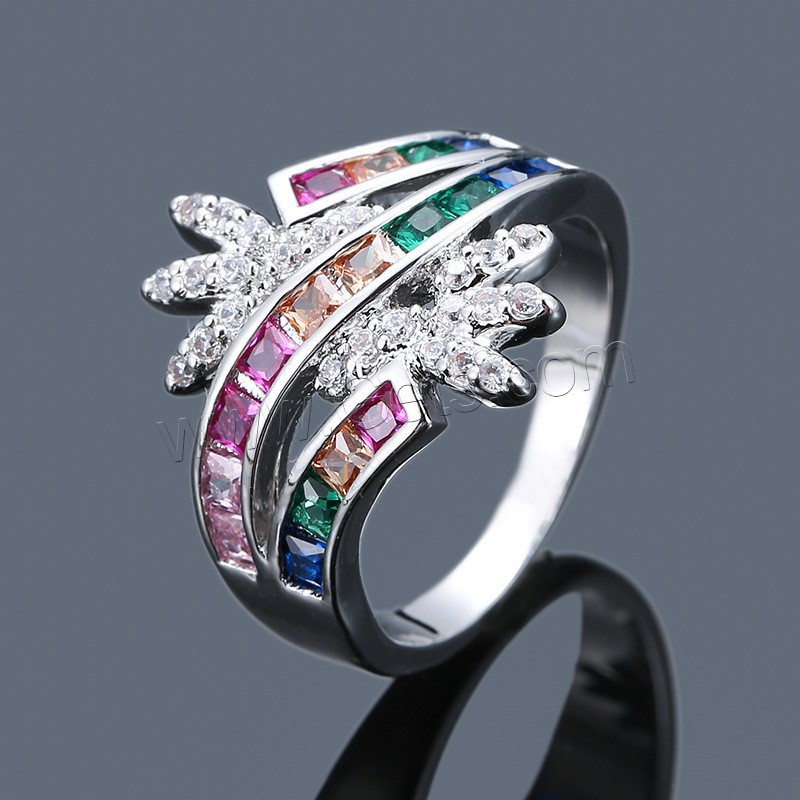 Befestigter Zirkonia Messingring Fingerring, Messing, plattiert, verschiedene Größen vorhanden & Micro pave Zirkonia & für Frau, keine, verkauft von PC