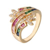 Cubic Zirconia Micro Pave Brass Finger Ring, plated & micro pave cubic zirconia & for woman 