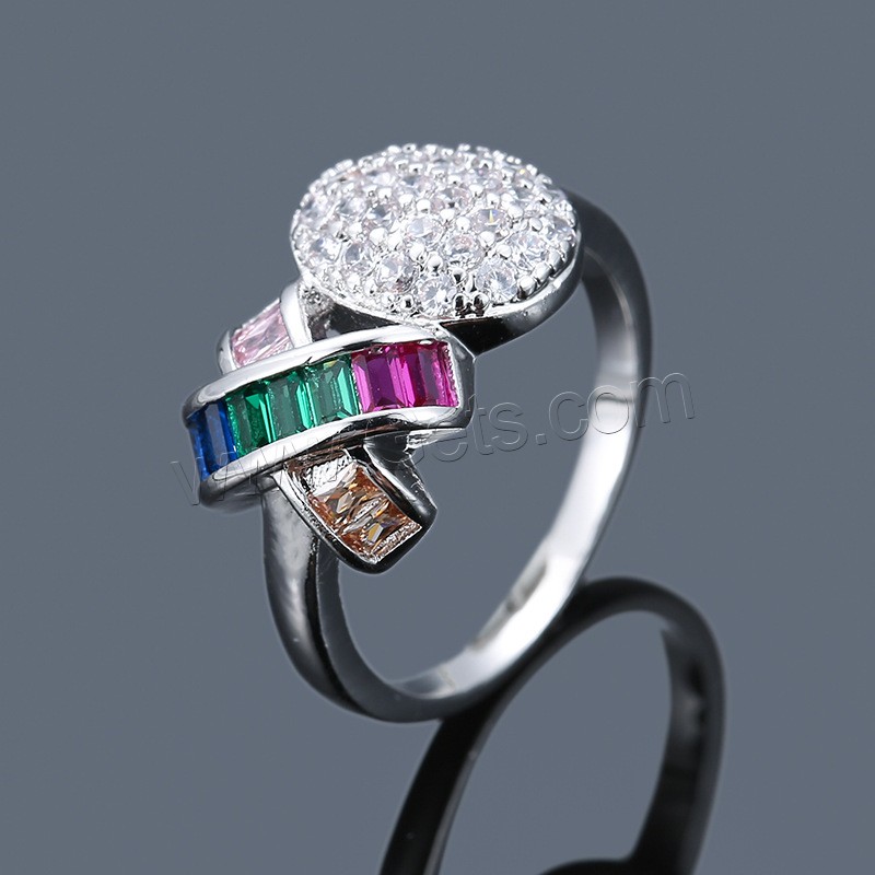 Befestigter Zirkonia Messingring Fingerring, Messing, plattiert, verschiedene Größen vorhanden & Micro pave Zirkonia & für Frau, keine, verkauft von PC