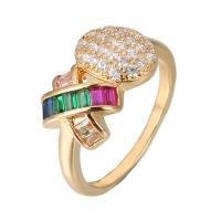 Cubic Zirconia Micro Pave Brass Finger Ring, plated & micro pave cubic zirconia & for woman 