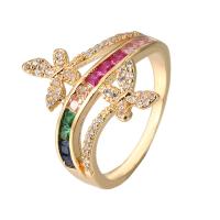 Cubic Zirconia Micro Pave Brass Finger Ring, plated & micro pave cubic zirconia & for woman 