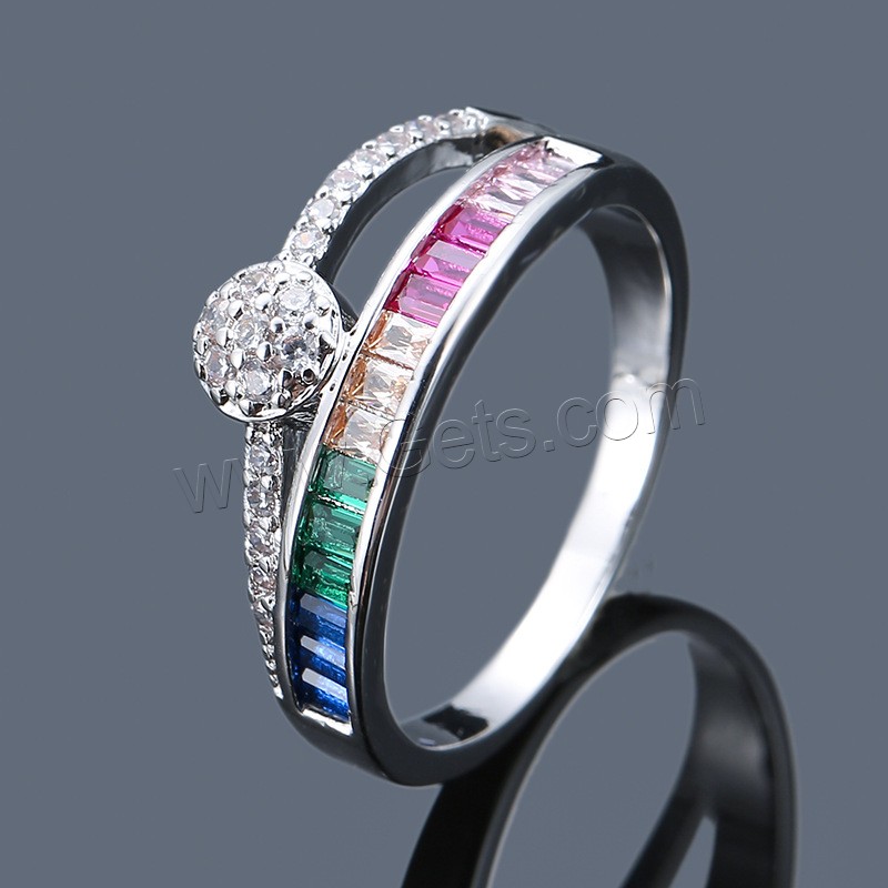 Befestigter Zirkonia Messingring Fingerring, Messing, plattiert, verschiedene Größen vorhanden & Micro pave Zirkonia & für Frau, keine, verkauft von PC