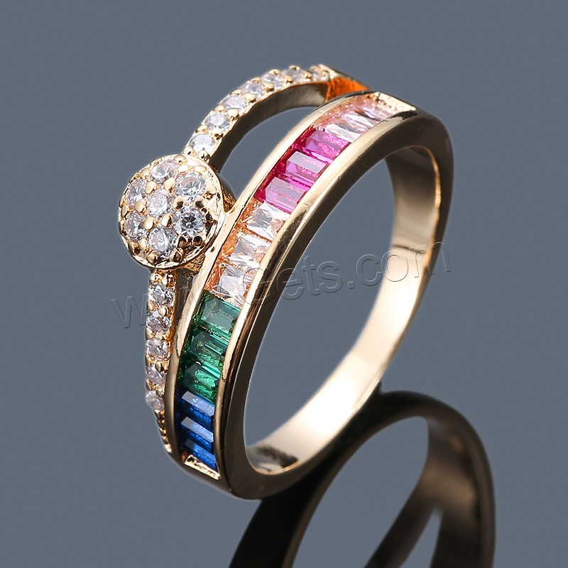 Befestigter Zirkonia Messingring Fingerring, Messing, plattiert, verschiedene Größen vorhanden & Micro pave Zirkonia & für Frau, keine, verkauft von PC