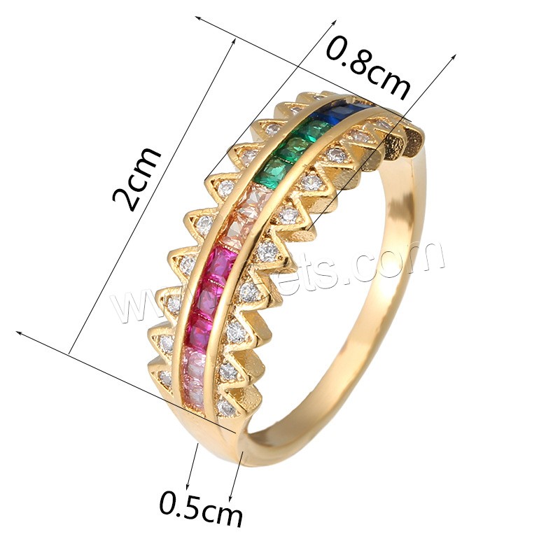 Befestigter Zirkonia Messingring Fingerring, Messing, plattiert, verschiedene Größen vorhanden & Micro pave Zirkonia & für Frau, keine, 5mm,20*8mm, verkauft von PC