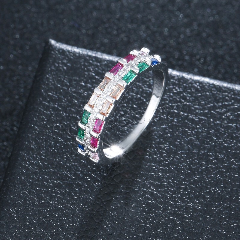 Befestigter Zirkonia Messingring Fingerring, Messing, plattiert, verschiedene Größen vorhanden & Micro pave Zirkonia & für Frau, keine, 20*5mm, verkauft von PC