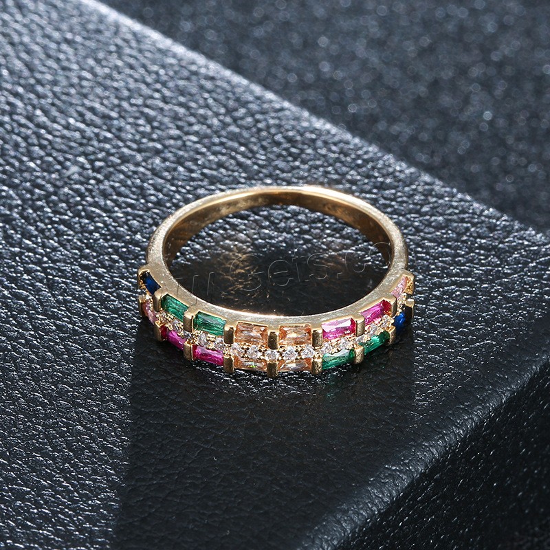 Befestigter Zirkonia Messingring Fingerring, Messing, plattiert, verschiedene Größen vorhanden & Micro pave Zirkonia & für Frau, keine, 20*5mm, verkauft von PC