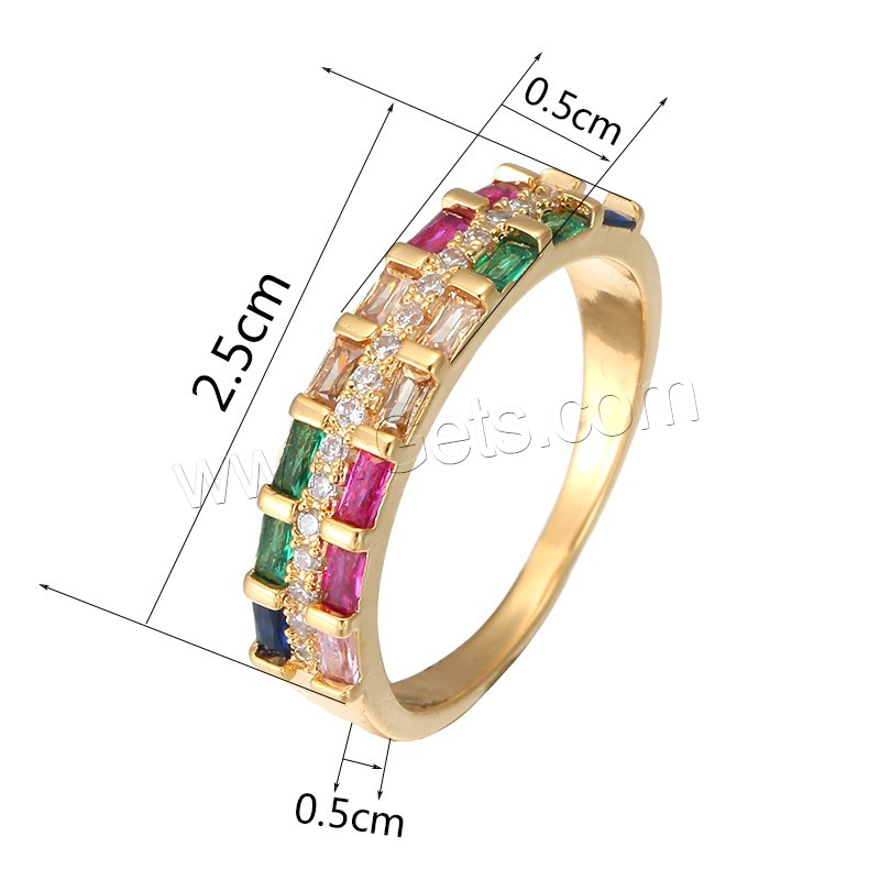 Befestigter Zirkonia Messingring Fingerring, Messing, plattiert, verschiedene Größen vorhanden & Micro pave Zirkonia & für Frau, keine, 20*5mm, verkauft von PC