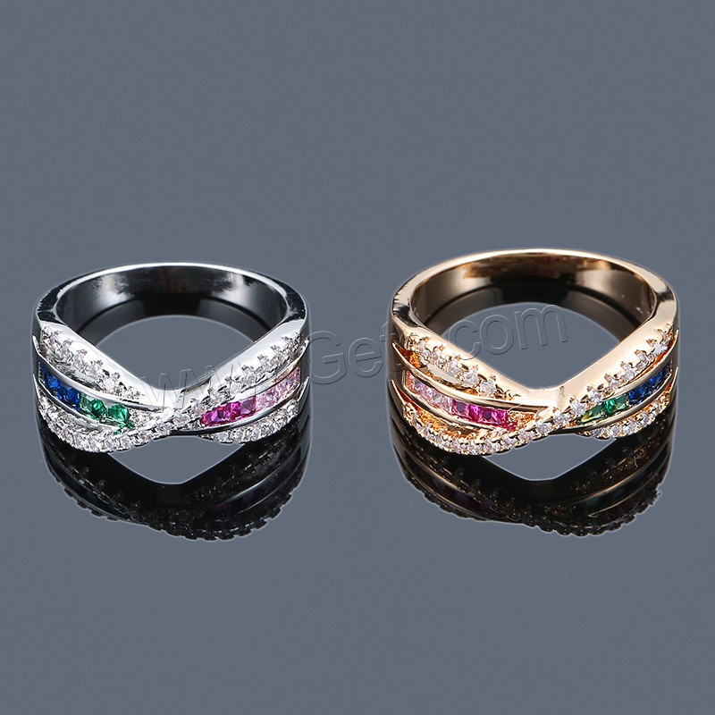 Befestigter Zirkonia Messingring Fingerring, Messing, plattiert, verschiedene Größen vorhanden & Micro pave Zirkonia & für Frau, keine, verkauft von PC