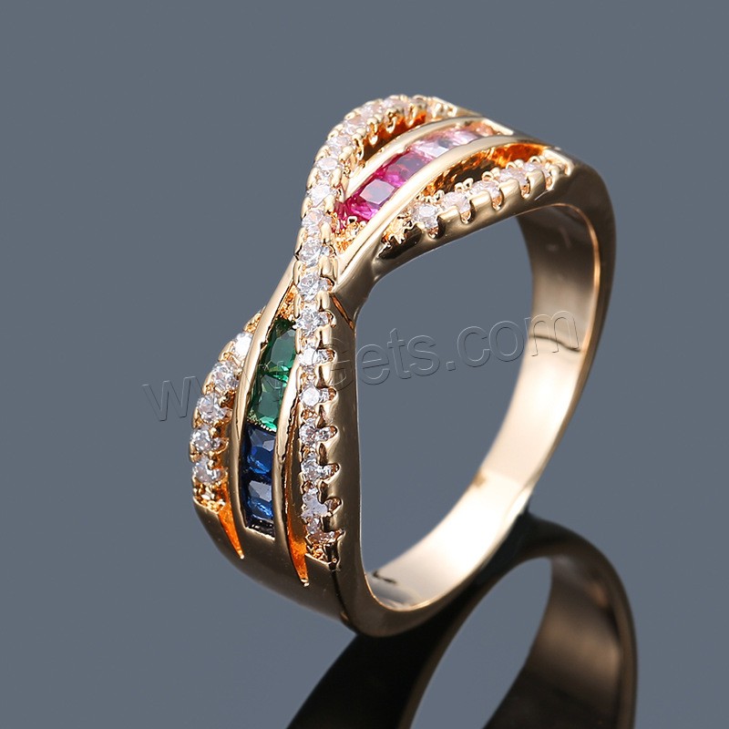 Befestigter Zirkonia Messingring Fingerring, Messing, plattiert, verschiedene Größen vorhanden & Micro pave Zirkonia & für Frau, keine, verkauft von PC