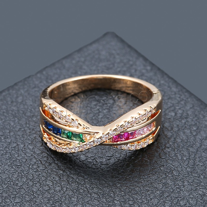 Befestigter Zirkonia Messingring Fingerring, Messing, plattiert, verschiedene Größen vorhanden & Micro pave Zirkonia & für Frau, keine, verkauft von PC