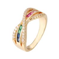 Cubic Zirconia Micro Pave Brass Finger Ring, plated & micro pave cubic zirconia & for woman 