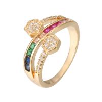 Cubic Zirconia Micro Pave Brass Finger Ring, plated & micro pave cubic zirconia & for woman 