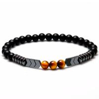 Tiger Eye Stone Bracelets, with Abrazine Stone & Hematite, Unisex Approx 6.5-7.5 Inch 