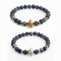 Fashion Zinc Alloy Bracelets, with Effloresce Agate, Helmet, plated, Unisex 8mm Approx 6.5-7.5 Inch 