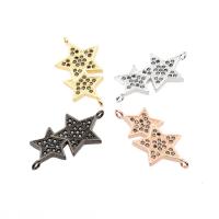 Cubic Zirconia Micro Pave Brass Connector, Star, plated, micro pave cubic zirconia & 1/1 loop Approx 1mm 