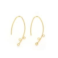 Brass Hook Earwire, gold color plated, DIY & with loop 