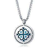 Stainless Steel Perfume Locket Pendant & with rhinestone, original color, 25*75mm 