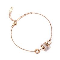 Partículas de acero Pulsera, con 4cm extender cadena, chapado en color dorado, cadena oval & para mujer & con diamantes de imitación, más colores para la opción, longitud:aproximado 6.3 Inch, Vendido por Sarta