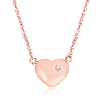 Collier de bijoux de titane, Acier titane, coeur plat, Plaqué de couleur d'or rose, chaîne ovale & pour femme & avec strass, 11.5*9.7mm Environ 15.7 pouce, Vendu par brin