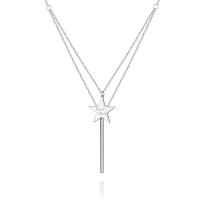 Collier de bijoux de titane, Acier titane, avec 5cm chaînes de rallonge, étoile, chaîne ovale & avec le motif de lettre & pour femme, couleur originale Environ 17.7 pouce, Vendu par brin