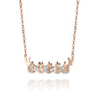 Collier de bijoux de titane, Acier titane, avec 5cm chaînes de rallonge, Plaqué de couleur d'or rose, chaîne ovale & pour femme & avec strass Environ 17.7 pouce, Vendu par brin